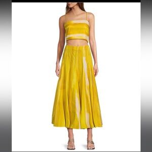 Antonio Melani x M.G. Style Blake Lemon Crop Top & Mid Waist Pleated Skirt Set
